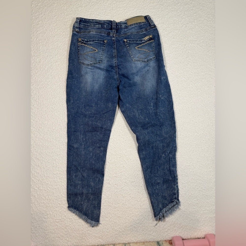 Seven7 Women's Tahiti Skinny High Rise Distressed Frayed Hem Ankle Jeans Size 10 - Picture 3 of 6